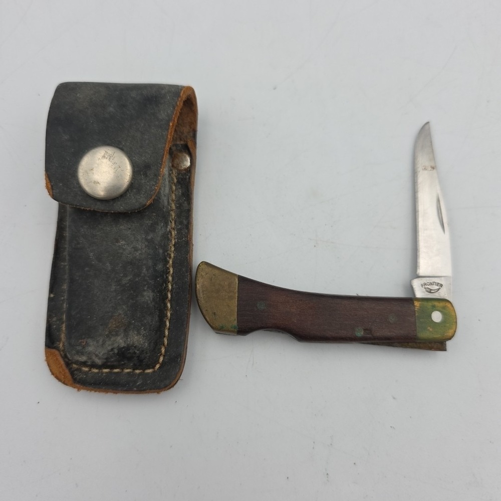Imperial Frontier 4715 Stainless Single Clip Point Blade Wood Handle Penknife